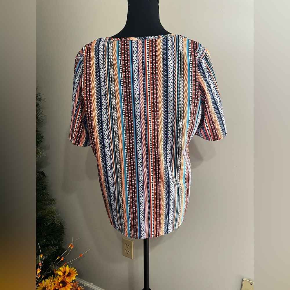 Trendy Multicolor Striped Women's Blouse L - Picture 2 of 8